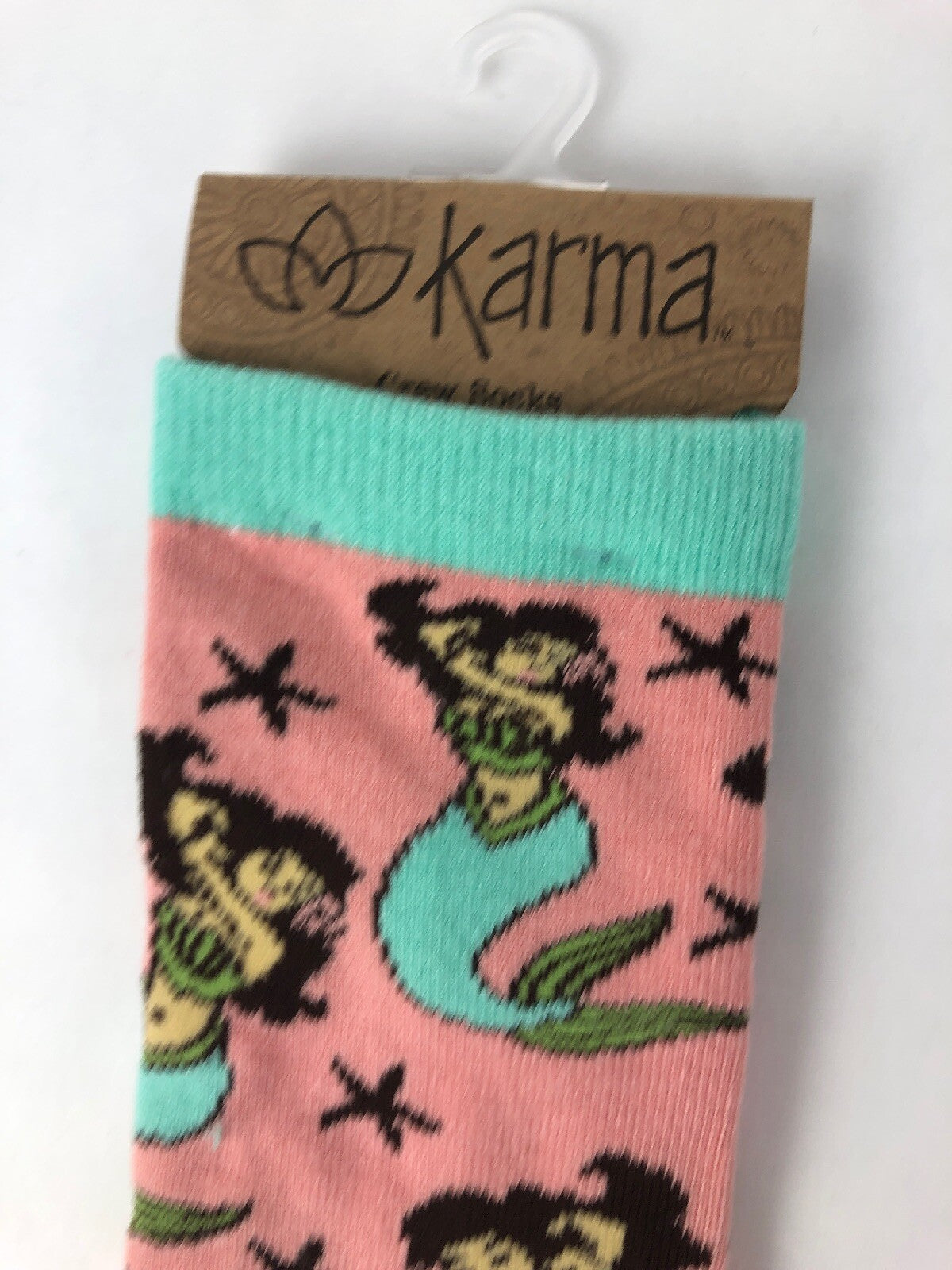 NWT KARMA Crew Mermaid Mariner Socks Pink Green OSFA - Fast Free Shipping