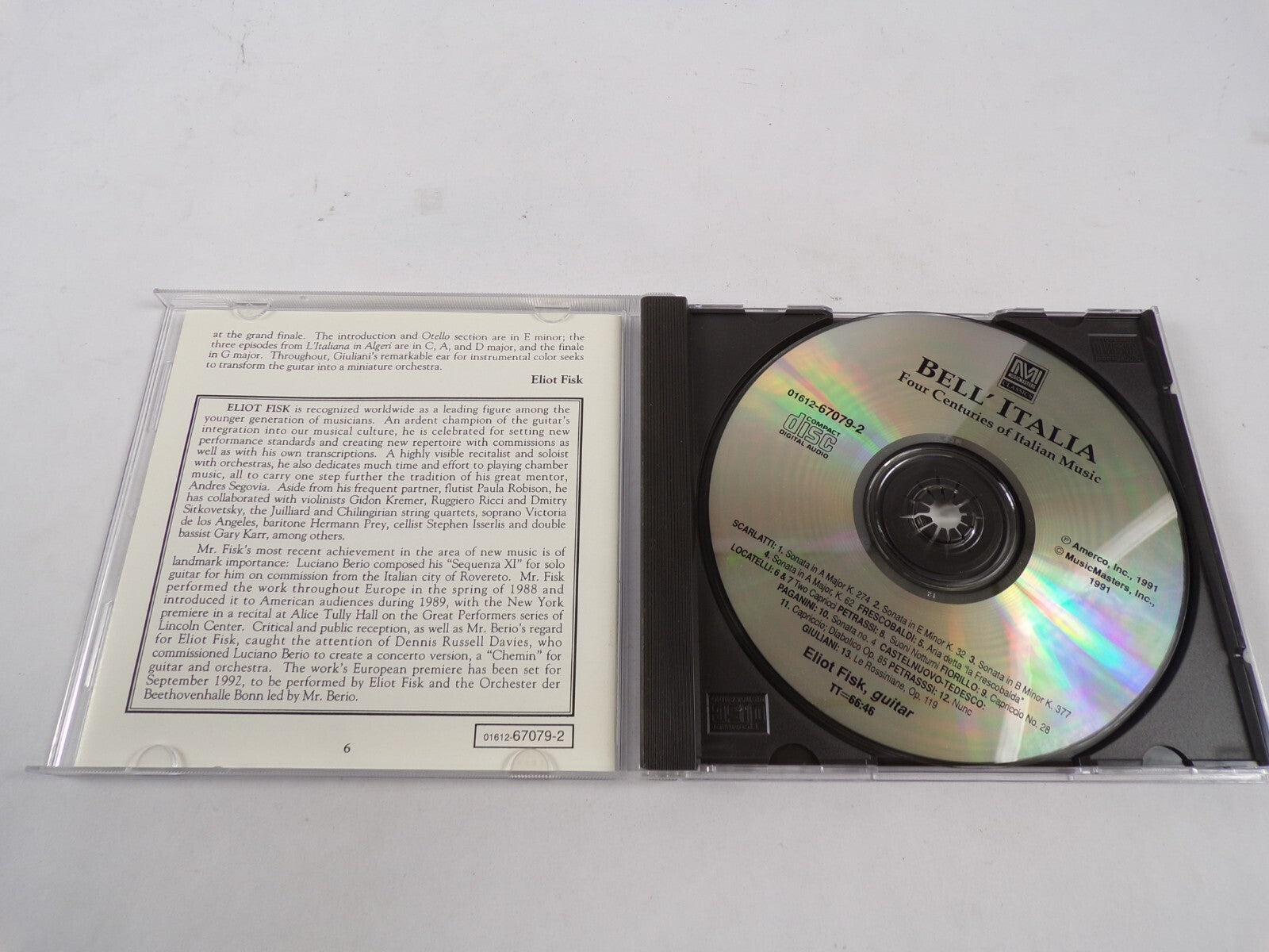 Eliot Fisk Bell Italia Four Centuries Of Italian Music Music Masters CD #43
