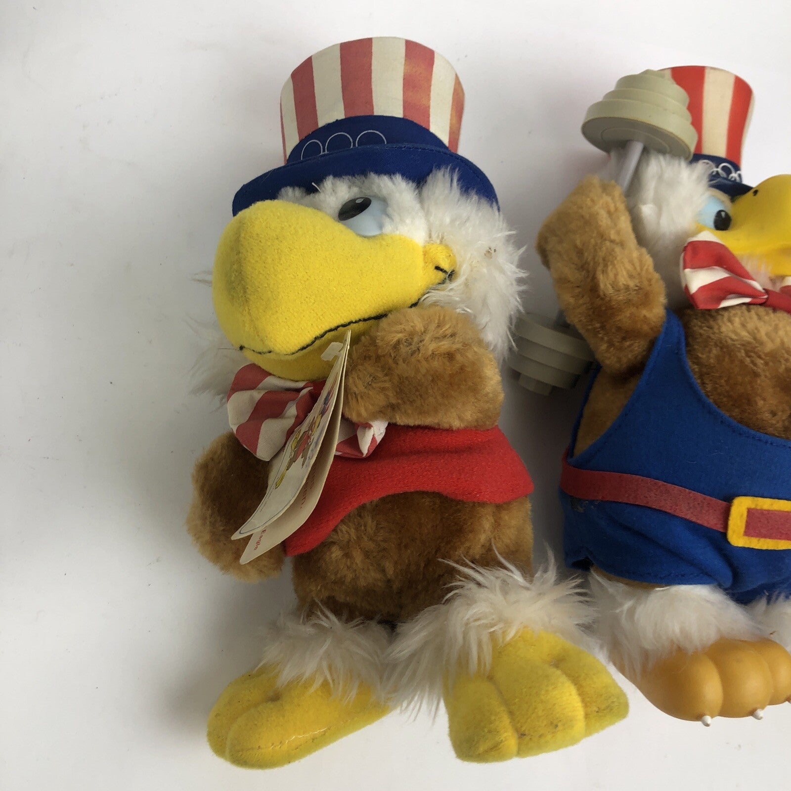 2 x SAM The Olympic Eagle Los Angeles Mascot 80/84 Plush #8330 Weightlifting +