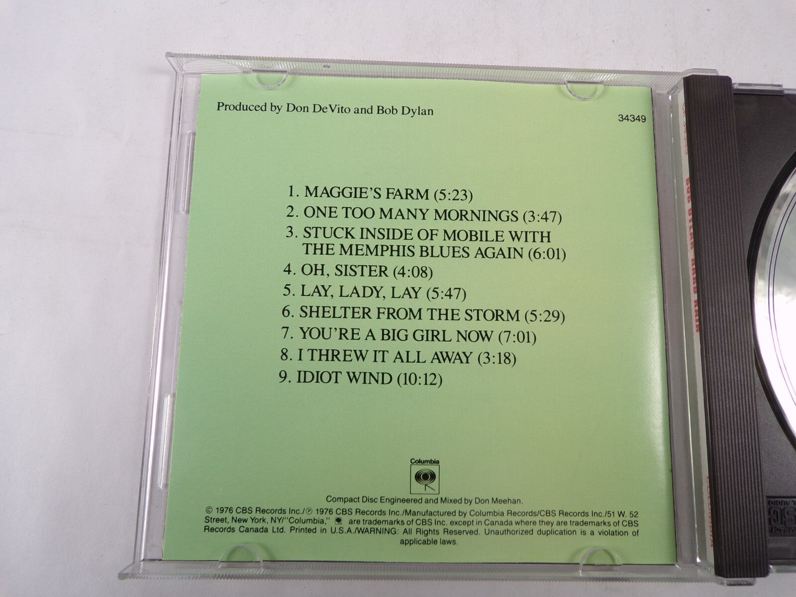Bob Dylan Hard Rain Maggie's Farm One Too Many Mornings Oh, Sister CD#56