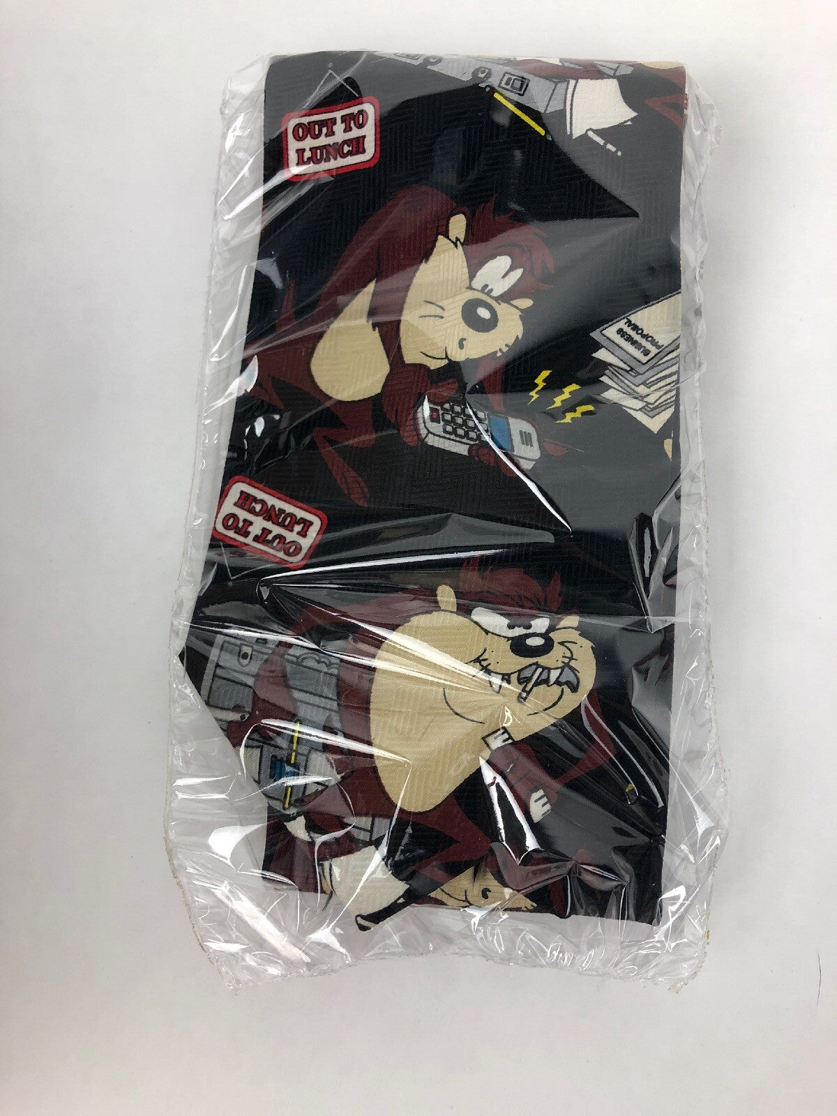 1999 Looney Toons Taz Necktie Office Phone Out To Lunch Laptop Briefcase Print