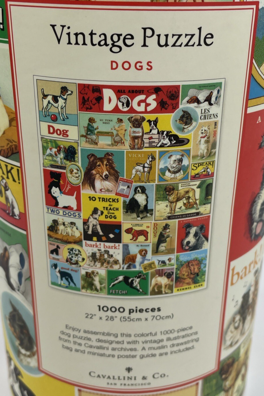 Cavallini & Co Dogs Vintage Puzzle 1000 Pieces Puppy Canine Adult 22" x 28"  NEW