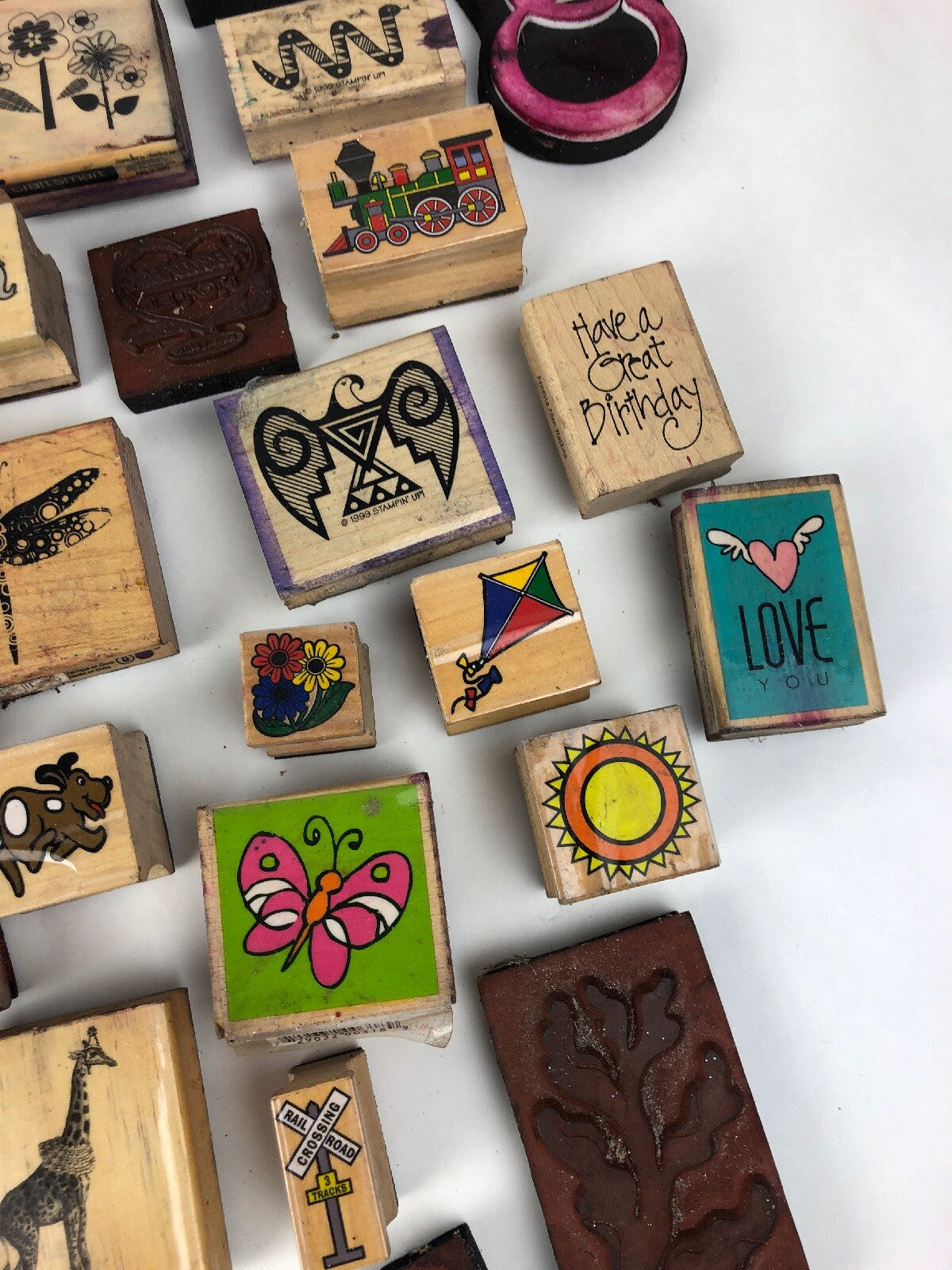Lot of 75 x Pieces Rubber Stamp Lot Assorted Farm Animals Christmas Quotes Fish
