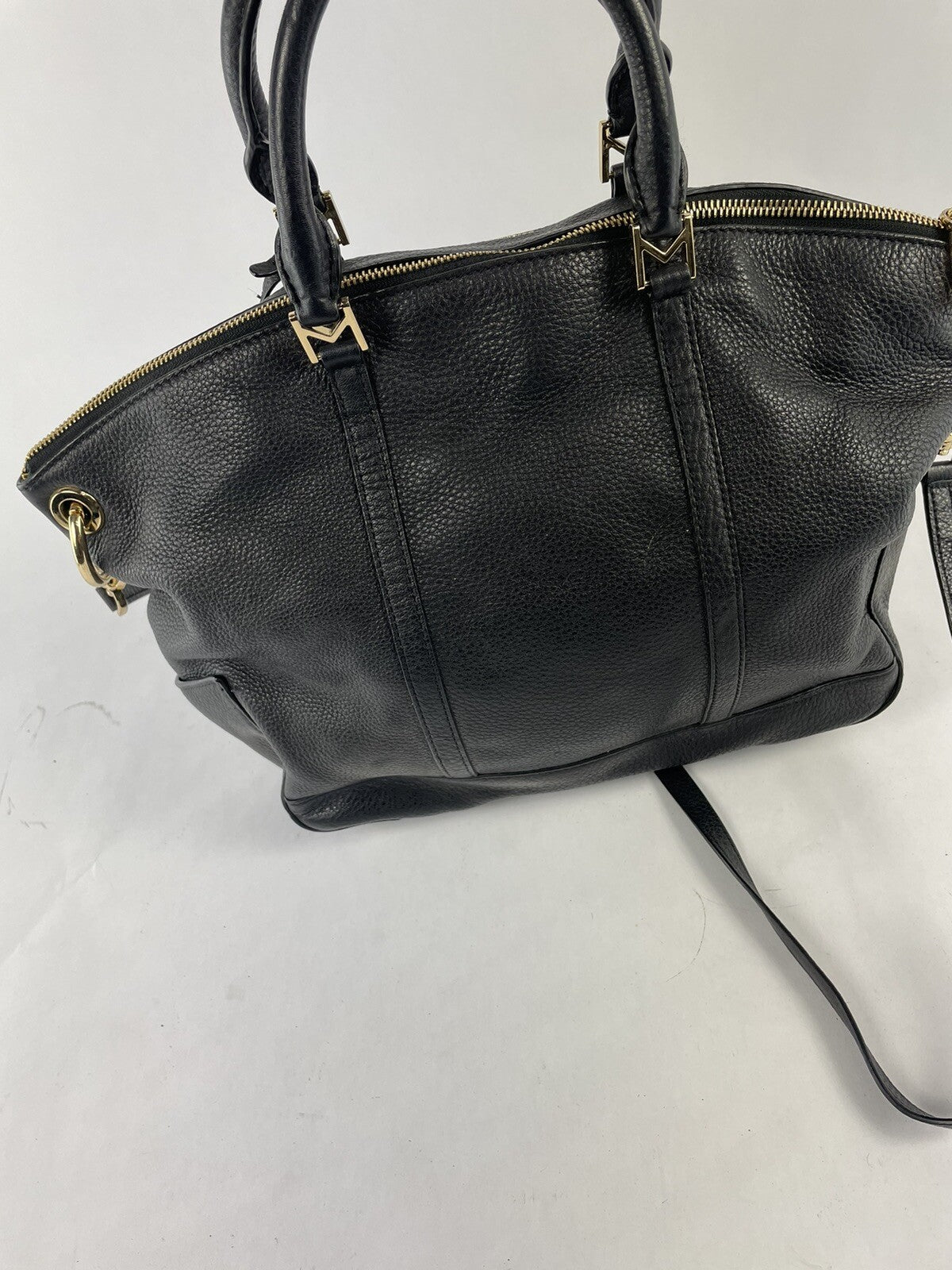 Michael Kors Beckett Large Top Zip Leather Satchel Crossbody Bag Black # 30T7GBU
