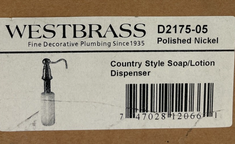 D2175-05 OEM Westbrass Country Style Soap / Lotion Dispenser Polished Nickel