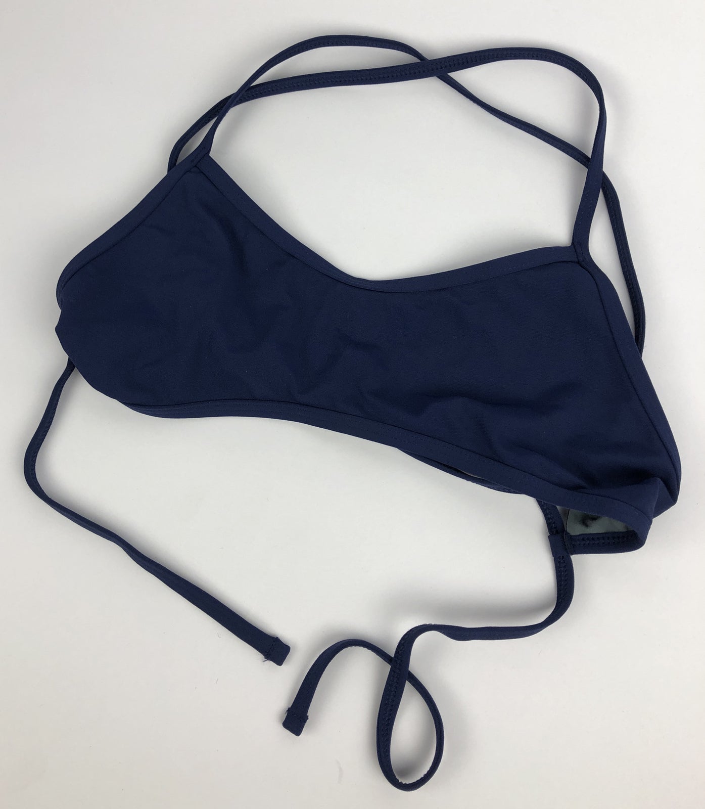 NWOT JOLYN Grayson Medium Fixed Navy Solid Blue Bikini Top Spaghetti Strap NEW 