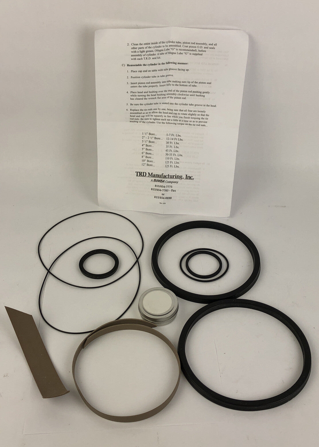 TRD Manufacturing Bimba SK175-600-L012-OTS-TH-X1 400 PSI Cylinder Rebuild Kit