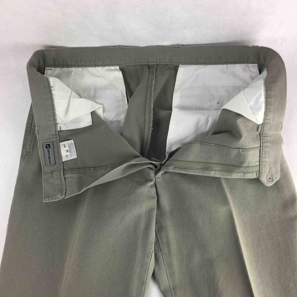 Overland Mens Dress Pants Beige Flat Front Pockets Cotton Trousers 48   34 x 35