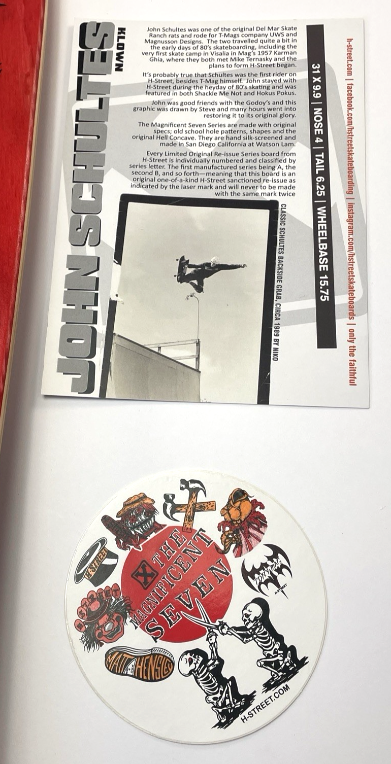 John Schultes A Series Clown H-Street Skateboard Deck Limited Edition #14 of 136