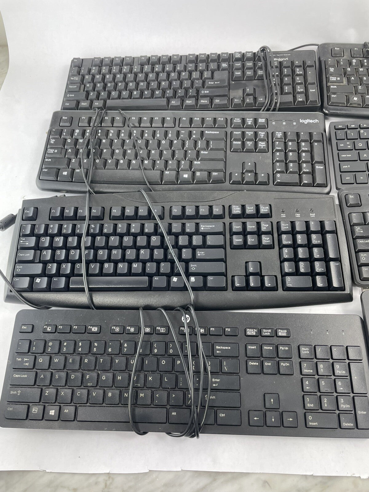 Lot OF 8 - USB Wired Standard Layout Keyboard 104-Key Mixed Random Brand Models