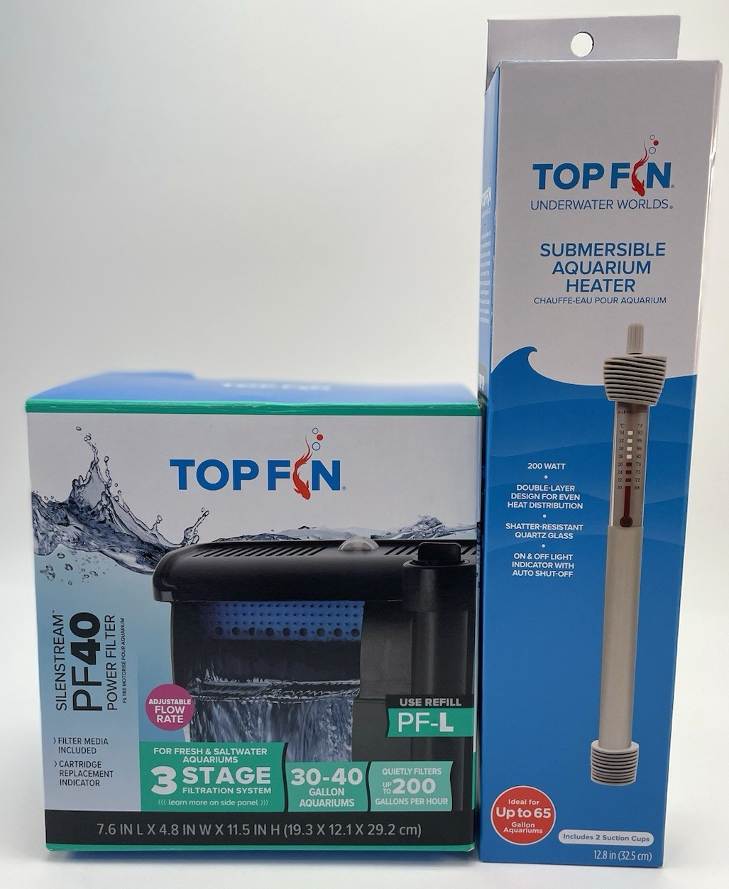 Top Fin SILENSTREAM PF40 Power Filter + Submersible Aquarium Heater 4 Fish Tank