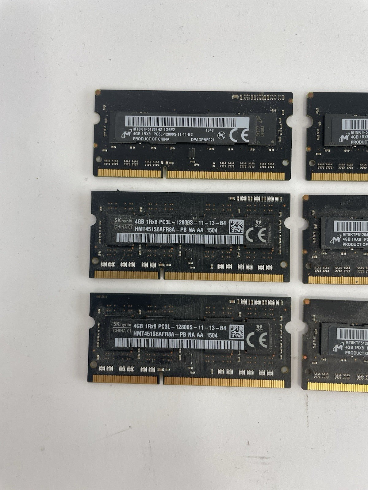 Lot 6 Micron 4GB DDR3L 1600 PC3L-12800S 1Rx8 Laptop RAM SODIMM