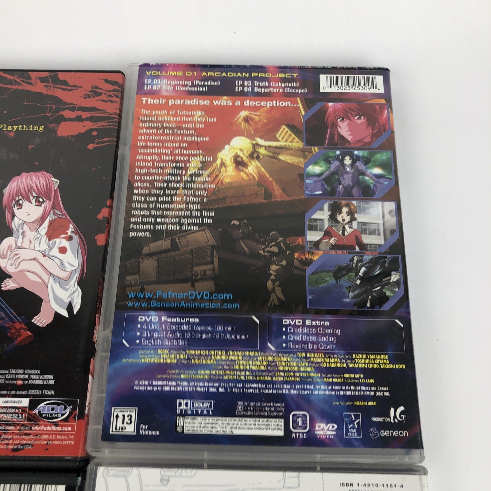 ANIME DVD LOT  Elfen Lied Vector  1 , 2 Gunslinger Girl Fafner Neon Genesis x 2