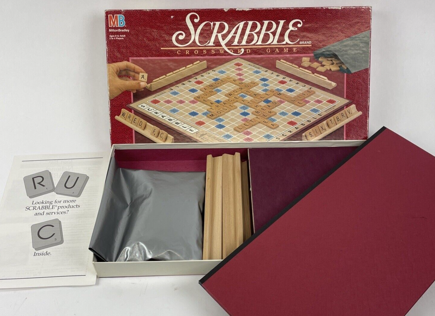 Vintage 1989 SCRABBLE Milton Bradley Crossword  Board Game Complete VGC LOOK