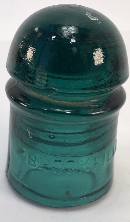 Antique Glass " Pony " Insulator - W Brookfield CD 102 Aqua Blue Green
