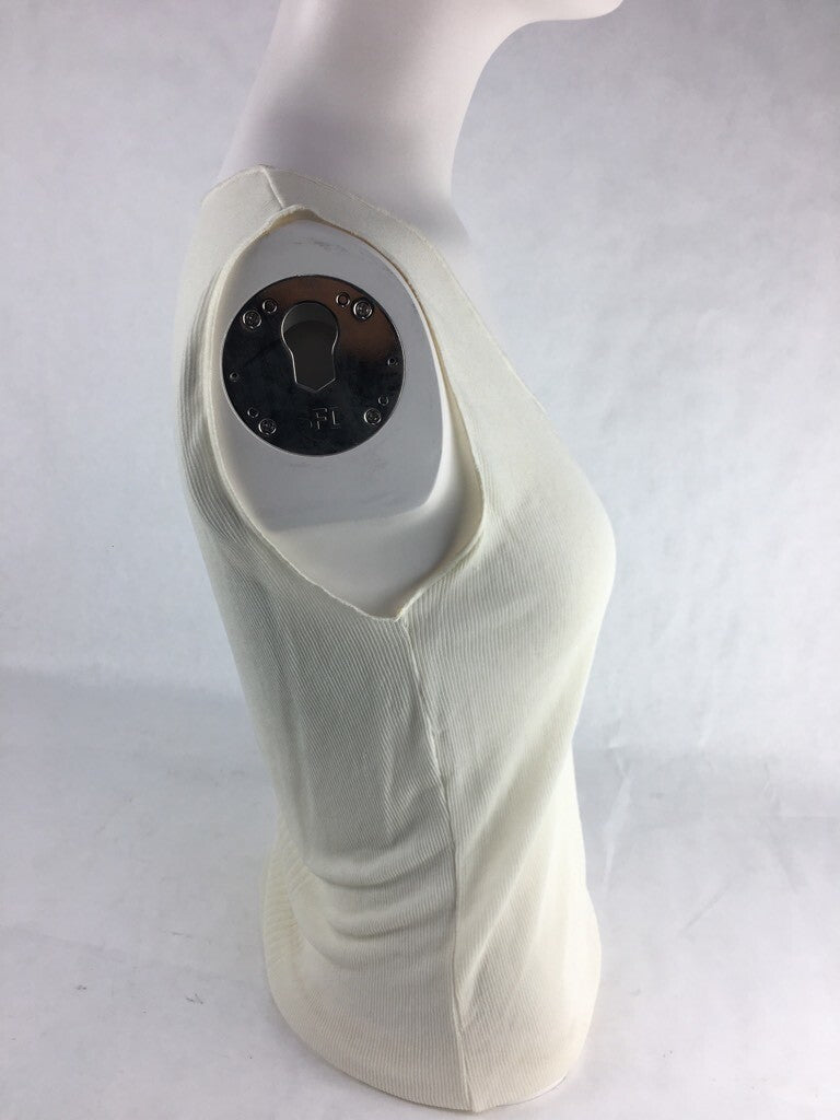 Majestic Womens Tank Top Ivory Scoop Neck Ribbed Blouse 1