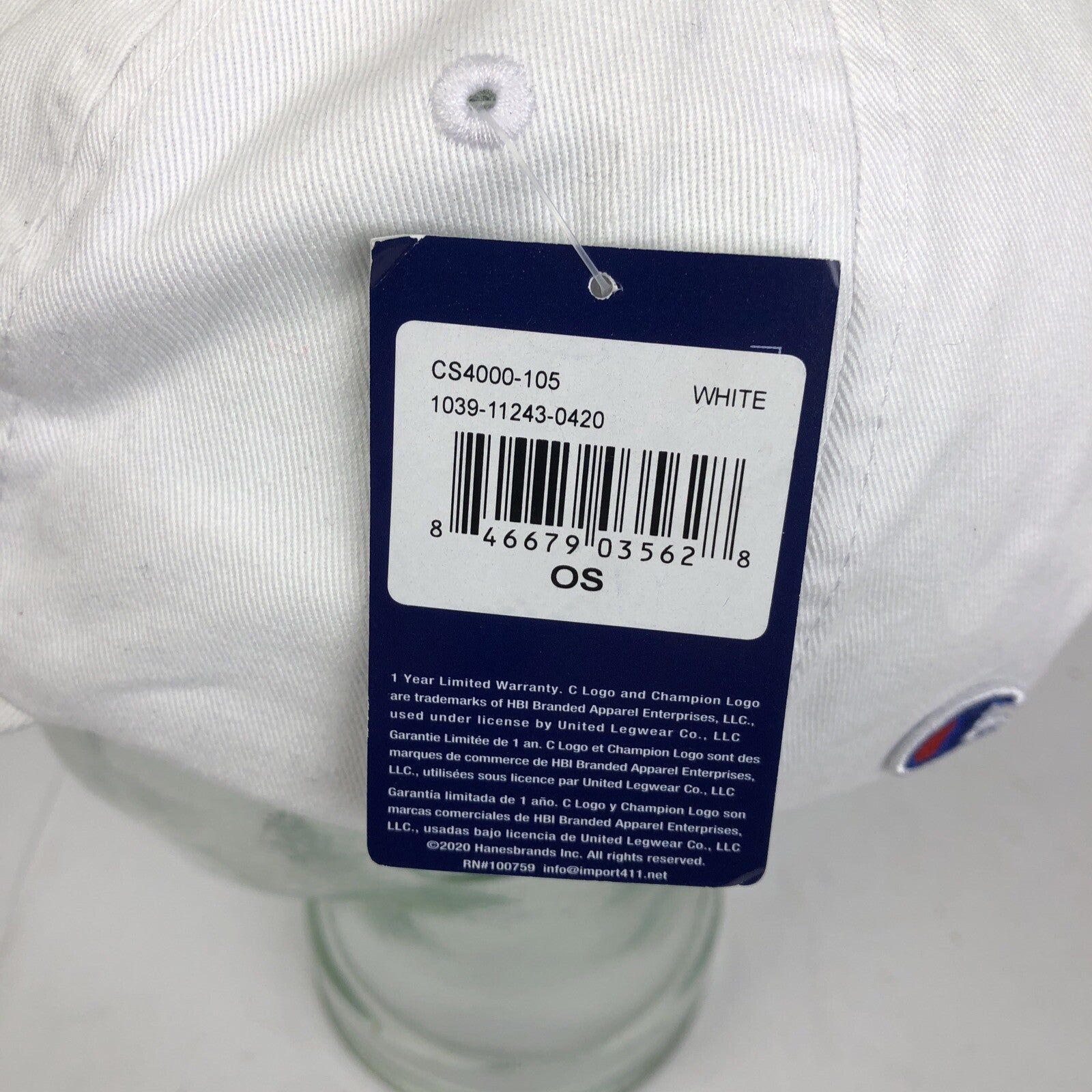 Champion Authentic Athletic-wear OSFA Adjustable White #1 Finger Logo Cotton Hat