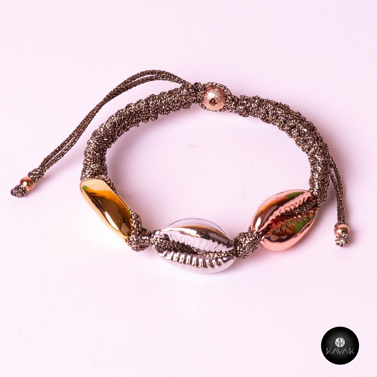 Kavak - Handmade Gold Plated Shells (Grey Color) Adjustable Women's Bracelet
