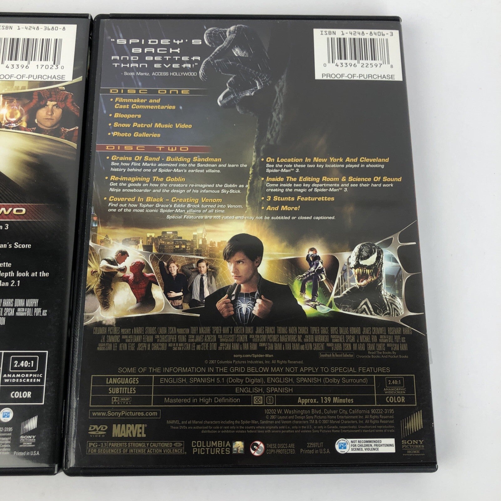Spider-Man, Spider-Man 2.1, Spider-Man 3 - 3 x DVD Lot * MINT CONDITION FreeShip