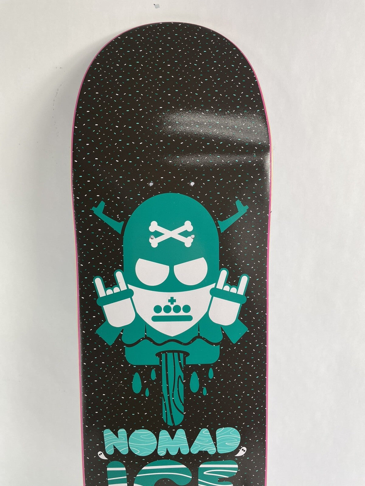 Nomad ICE ICE BABY Green 8-inch hard rock maple skateboard deck with grip tape.