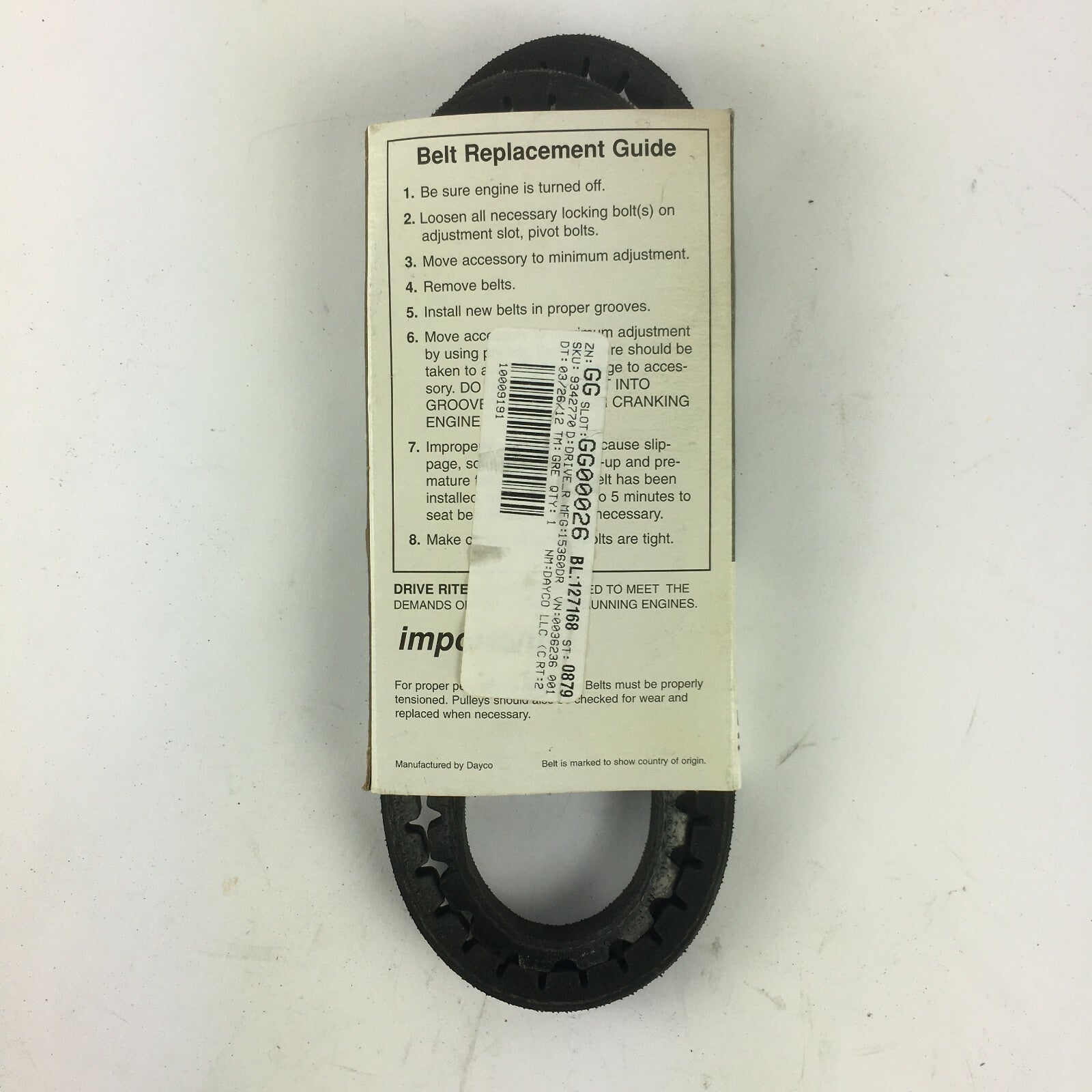 Genuine Drive Rite Automotive V-Ribbed Belt 15360DR-11A0915 A6