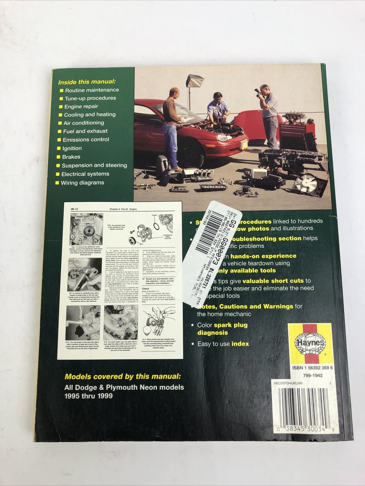 Haynes Repair Manual 30034 Dodge & Plymouth Neon 95-99 Service Repair Workshop