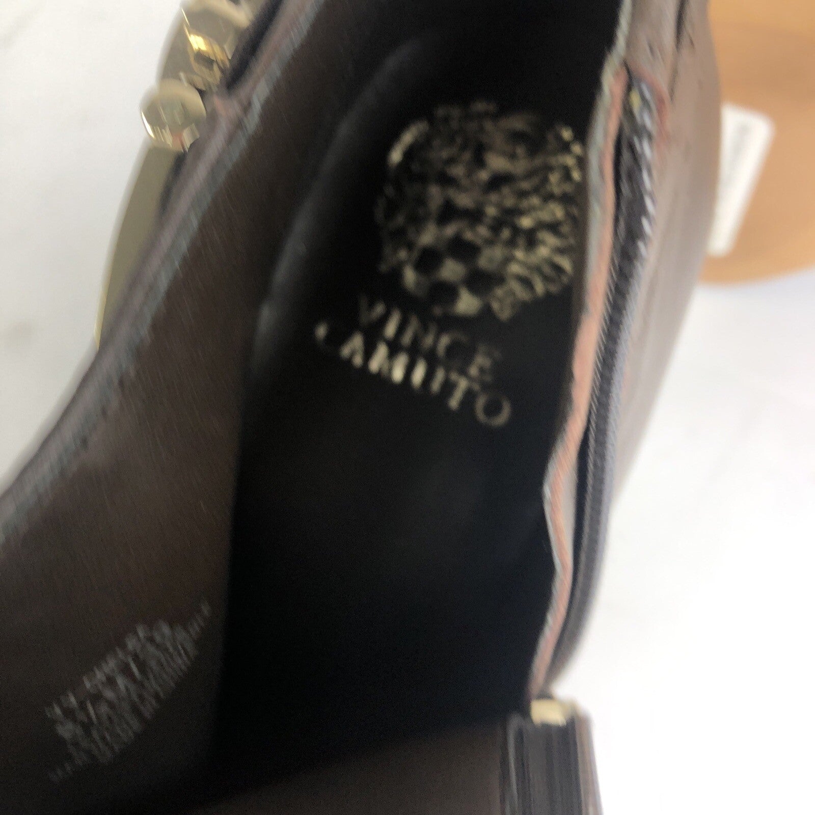 Vince Camuto High Heeled Shoes Brown w / Gold  Zipper Buckle Women’s Size 8.5M
