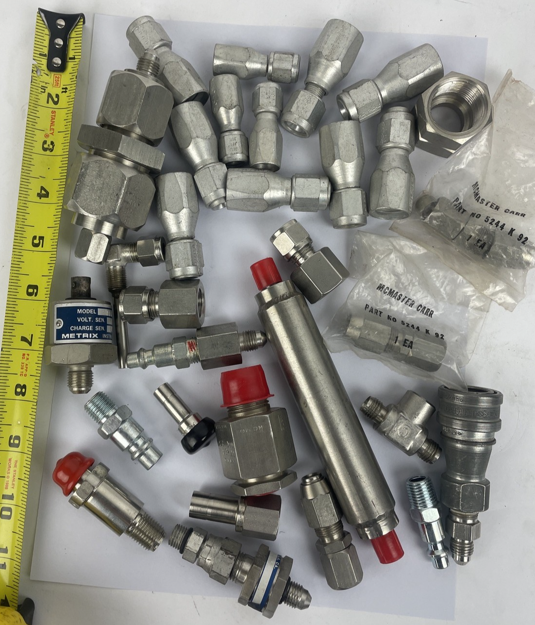 Lot of Large Hydraulic Pipe Fittings, Various Sizes, Cajon Gyrolok Swagelok +