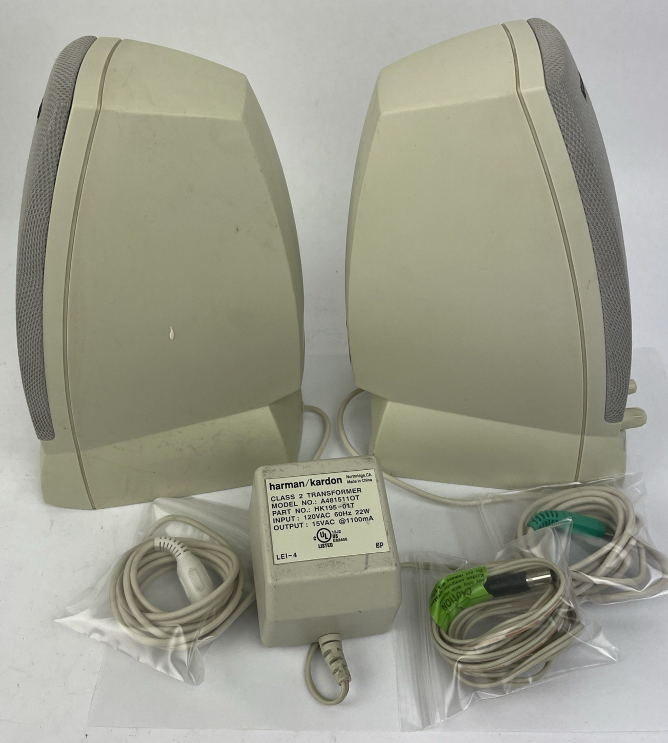 Harman Kardon Speakers HK195 Multimedia Speaker System w/Power Cord  Works Great