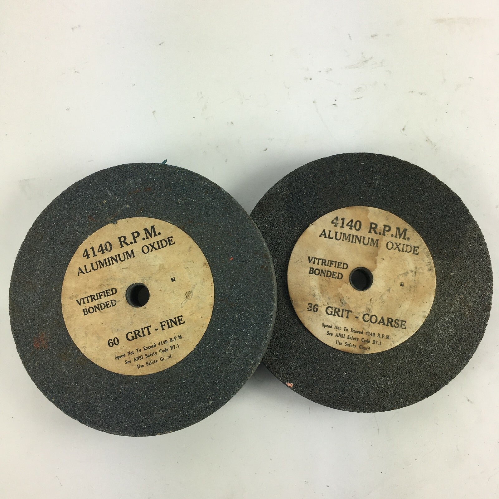 AluminumOxide Grain Abrasive Wheel 4140 R.PM 60Grit Fine 36 Grit Coarse Lot of 2