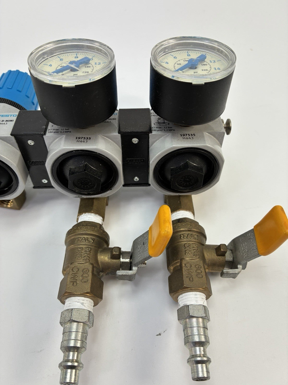Festo LRB-D-MINI Pneumatic Pressure Regulator Manifold 197535 w/ Gauges Valves