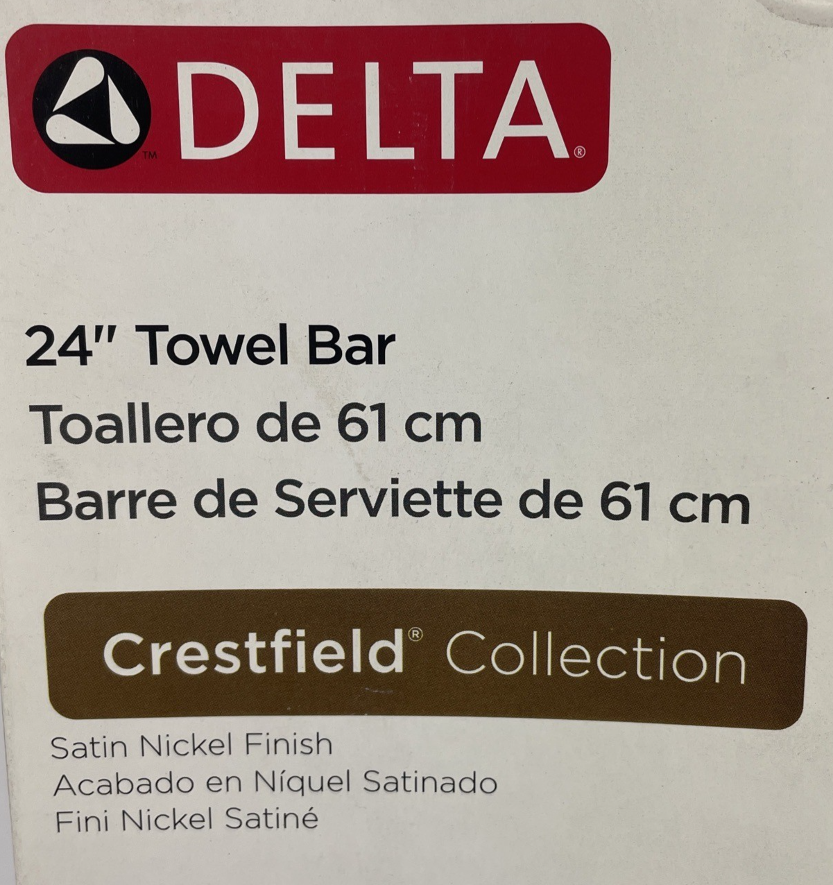 Delta Crestfield Collection Satin Nickel Towel Bar 24 in. L Die Cast Zinc 138031