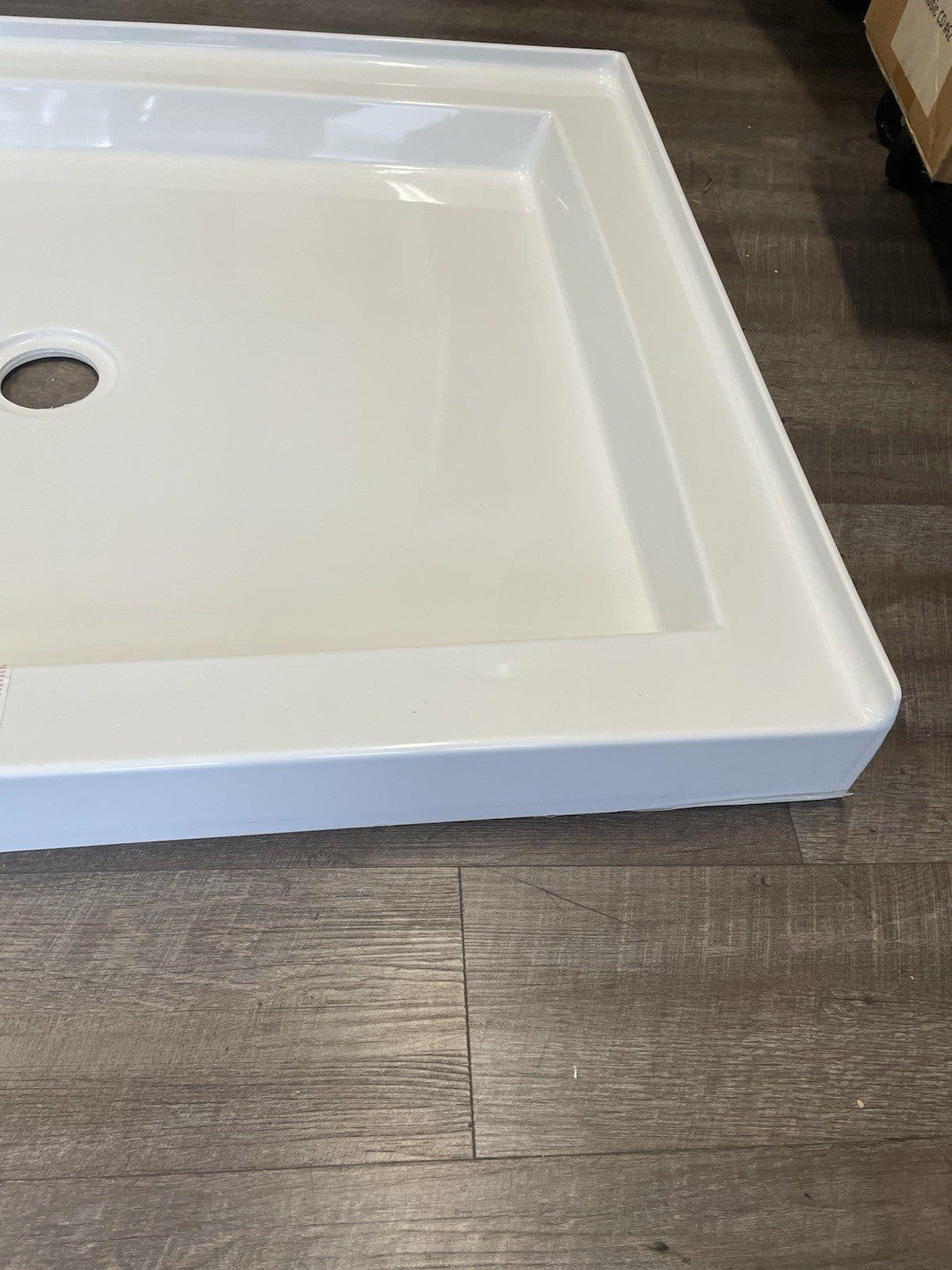 Sherlic 48x36 tile ready shower pan base center drain with 3 flange molded shower base