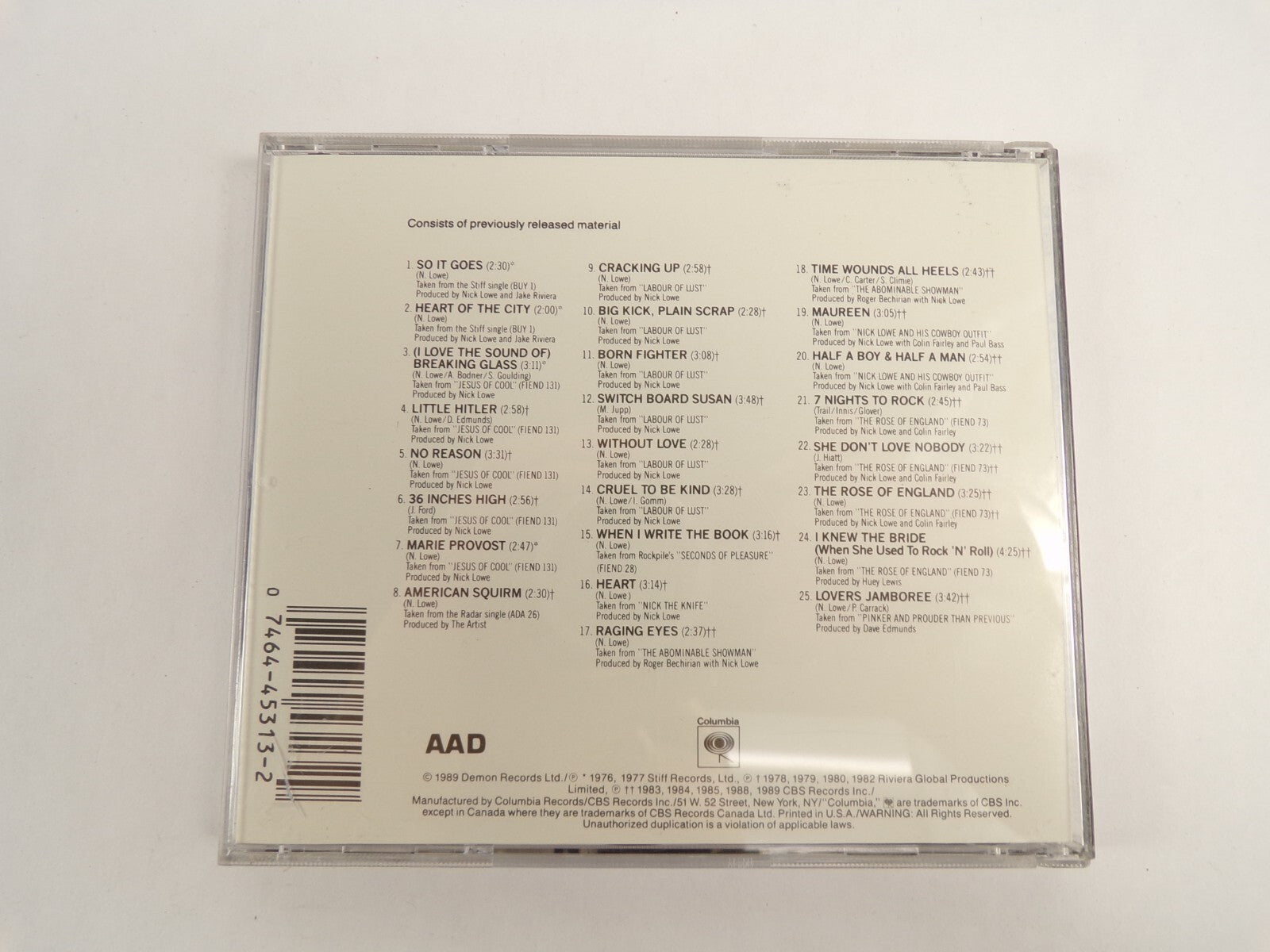 Basher The Best Of Nick Lowe So It Goes American Squirm Cracking Up CD#50