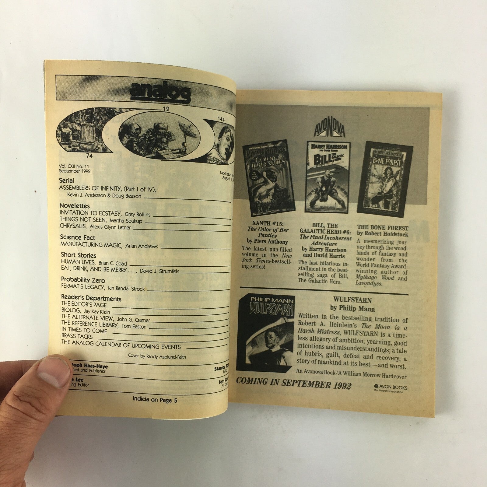 September 1992 Analog ScienceFiction Fact Magazine Kevin J.Anderson Doug Beason