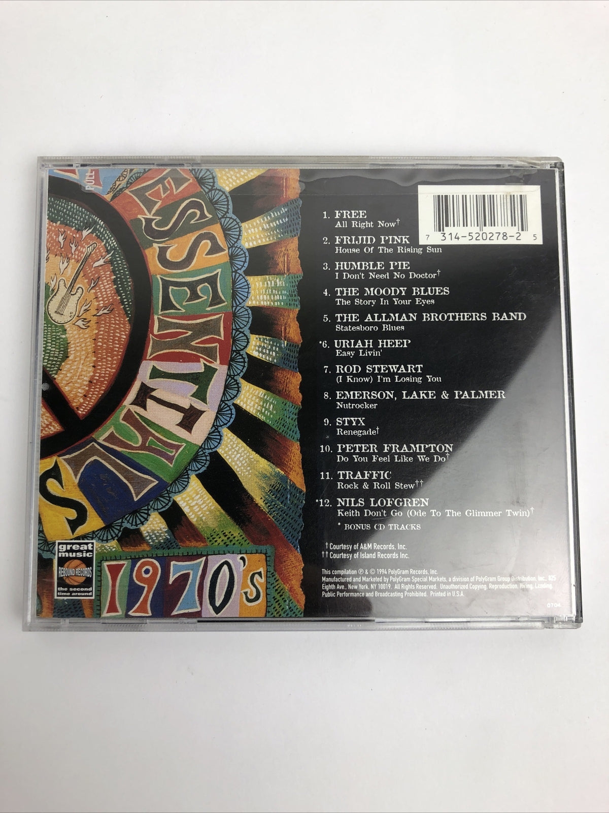 HARD ROCK ESSENTIALS The 70's 1970'S (CD, 1994, POLYGRAM Rebound Records) VGC #7