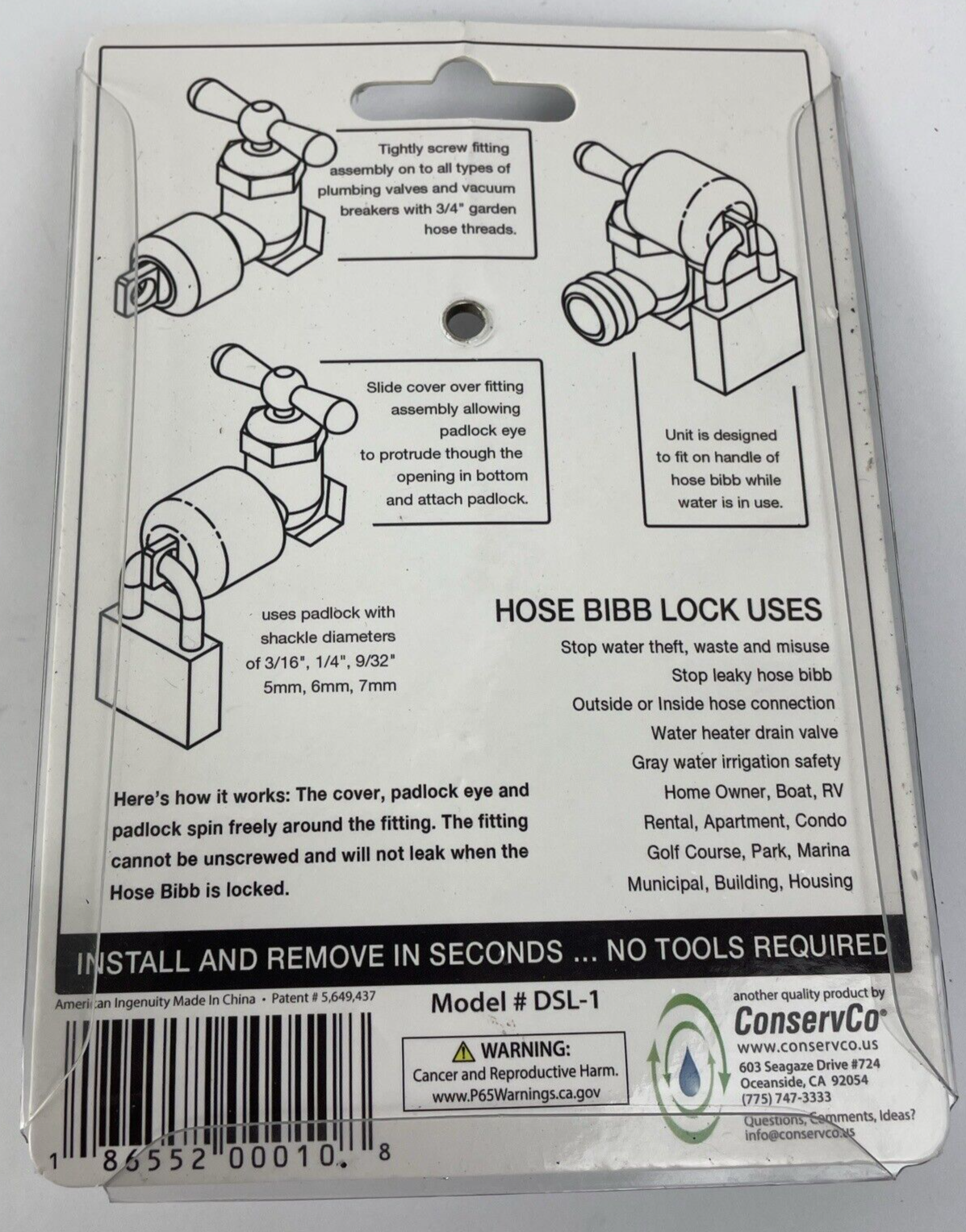 Conservco Brass And Chrome Plated Hose Bibb Lock - Pack of 1 - Look