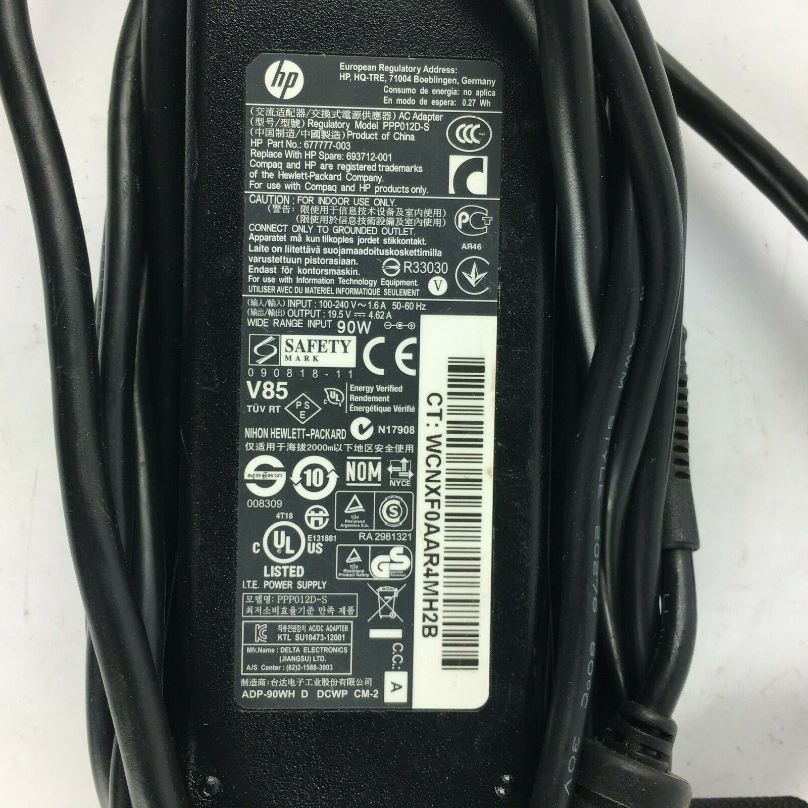 Genuine HP PPP012D-S 677777-003 Output 19.5V 4.62A Power Supply Adapter A3