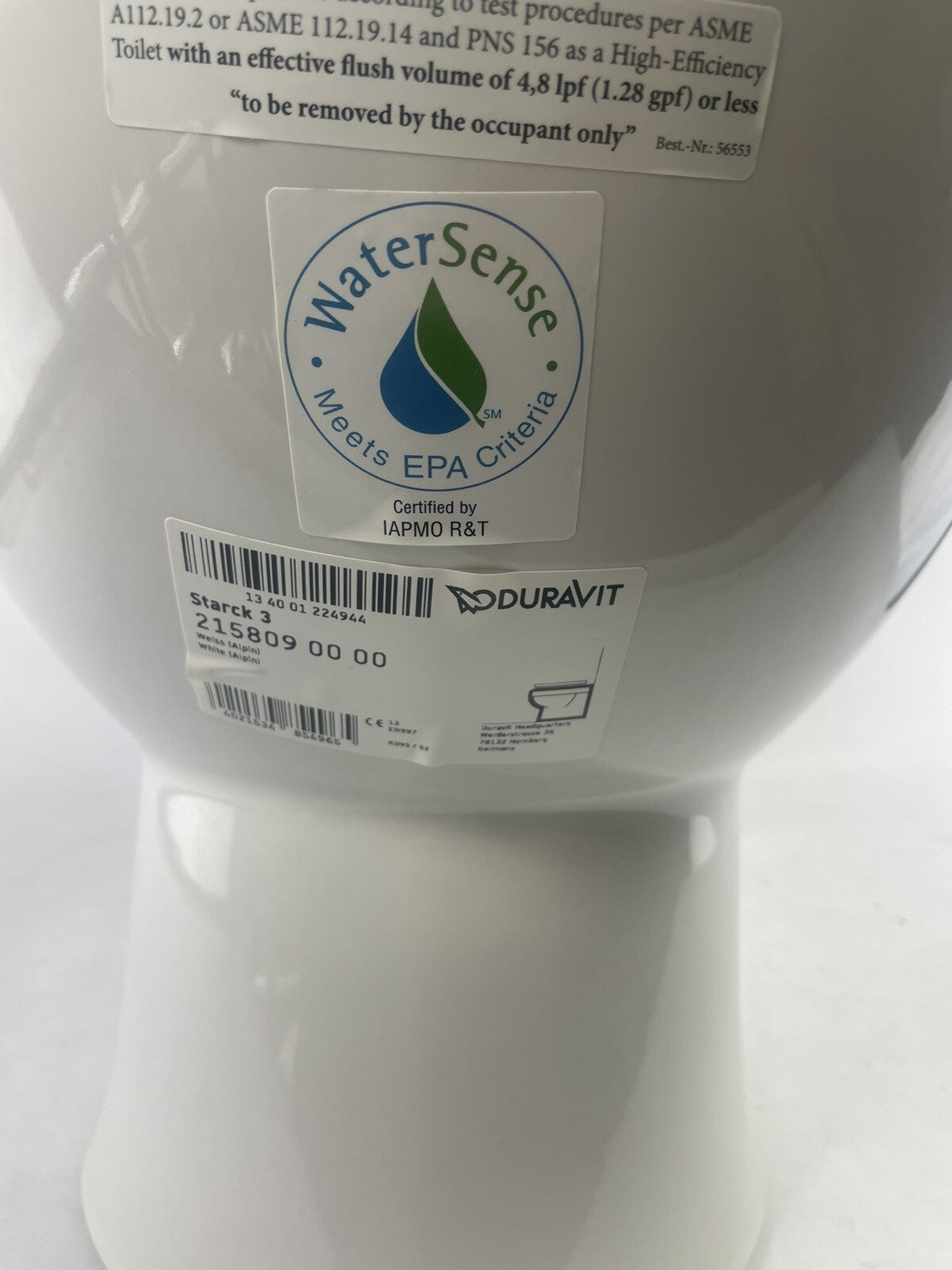 Duravit 2158090000 Starck 3 Rough In Floor Mount Elongated Toilet Bowl White