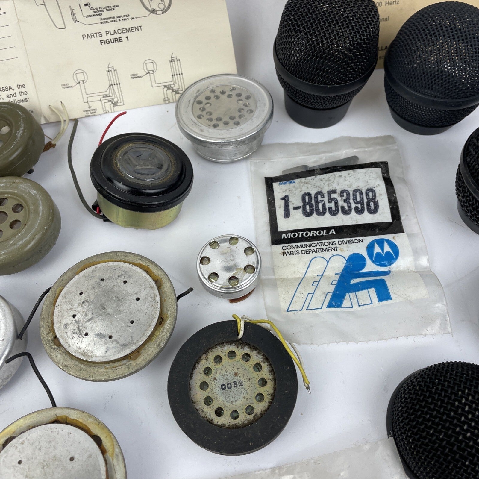 Vintage Motorola SHURE Horn Speaker Microphone Parts Lot - LOOK