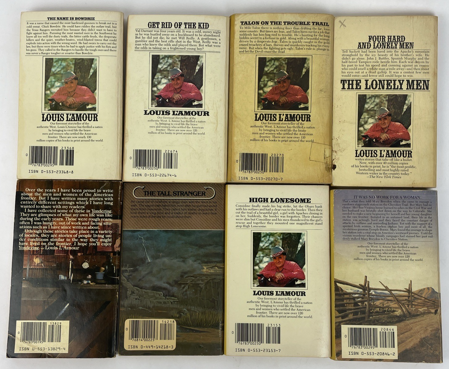 VINTAGE LOT OF 8 LOUIS L'AMOUR WESTERN PAPERBACK BOOKS See Discription