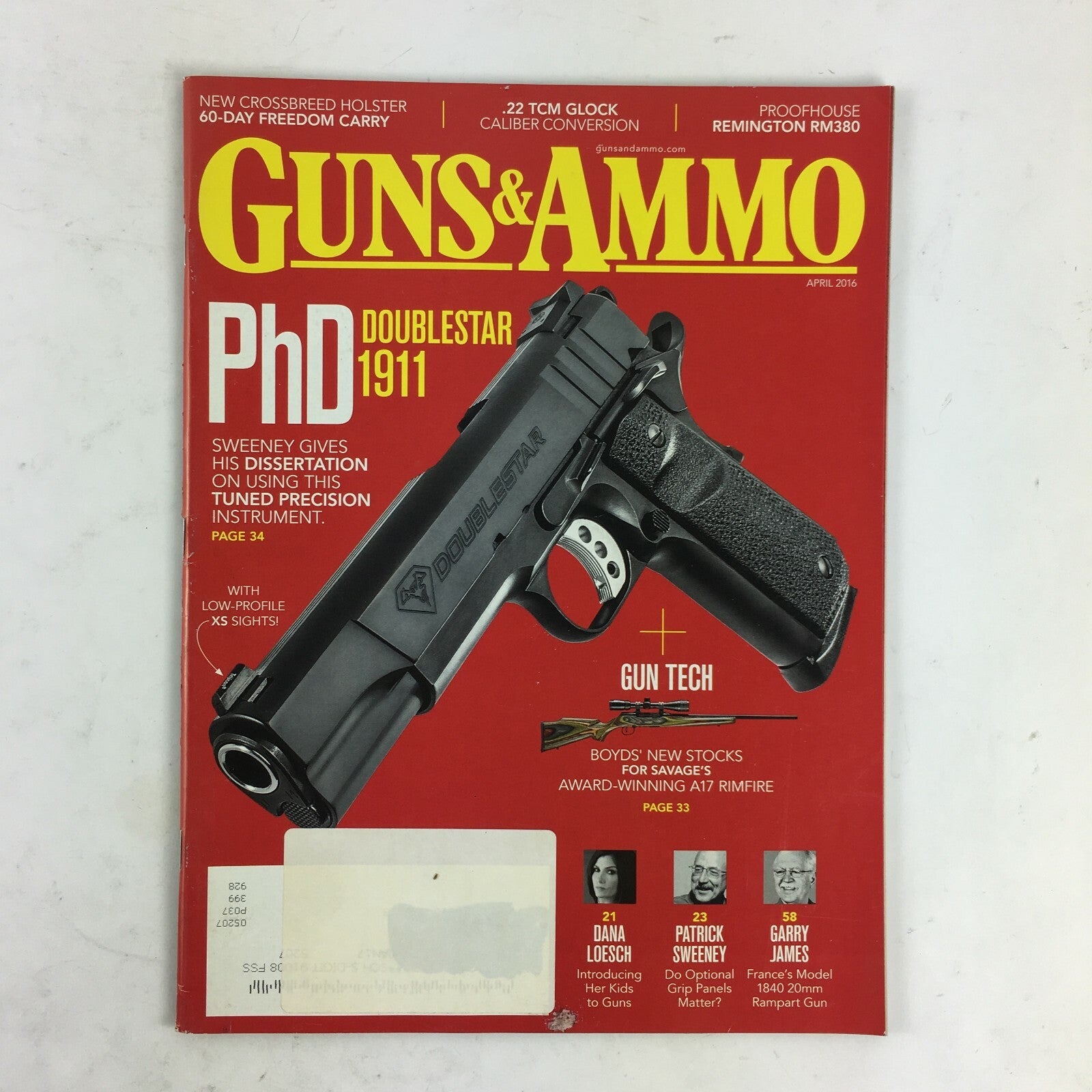April 2016 Guns & Ammo Magazine Phd Doublestar Dana Loesch Patrick Sweeney Garry