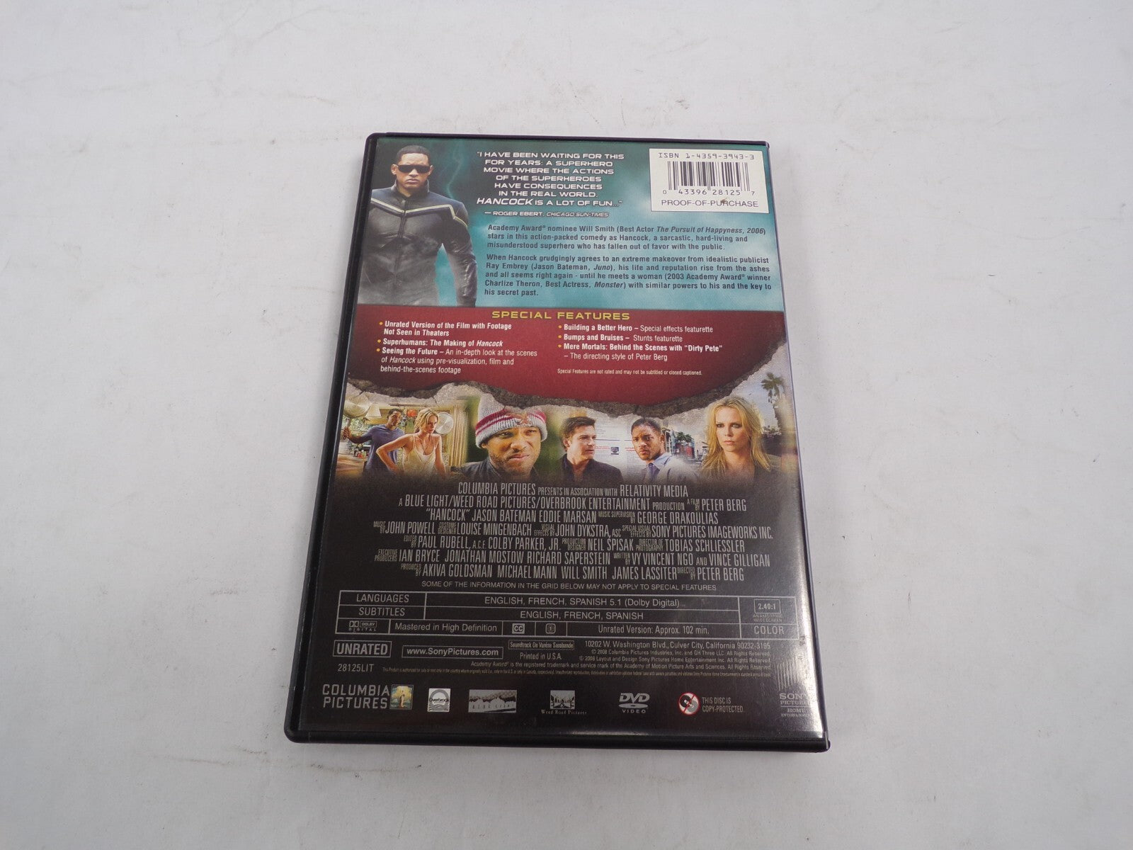 Hancock Will Smith Charlize Theron Disc Unrated Edition  Action & Fun DVD Movies