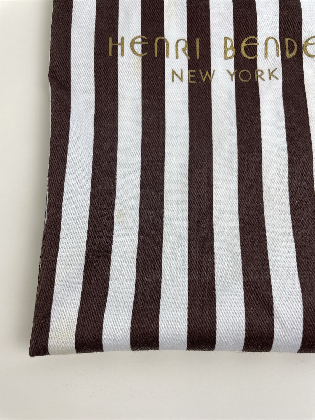 Henri Bendel NYC Dust Bag Wallet, Small Purse Bag 10" x 6"  Brown White Stripes