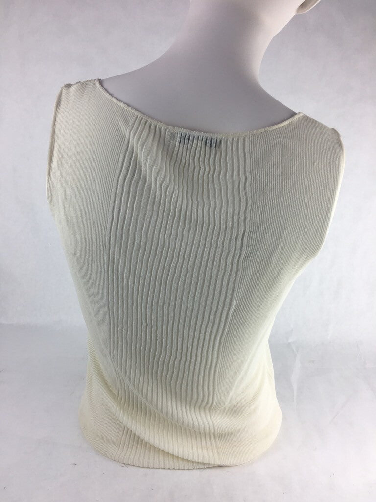 Majestic Womens Tank Top Ivory Scoop Neck Ribbed Blouse 1