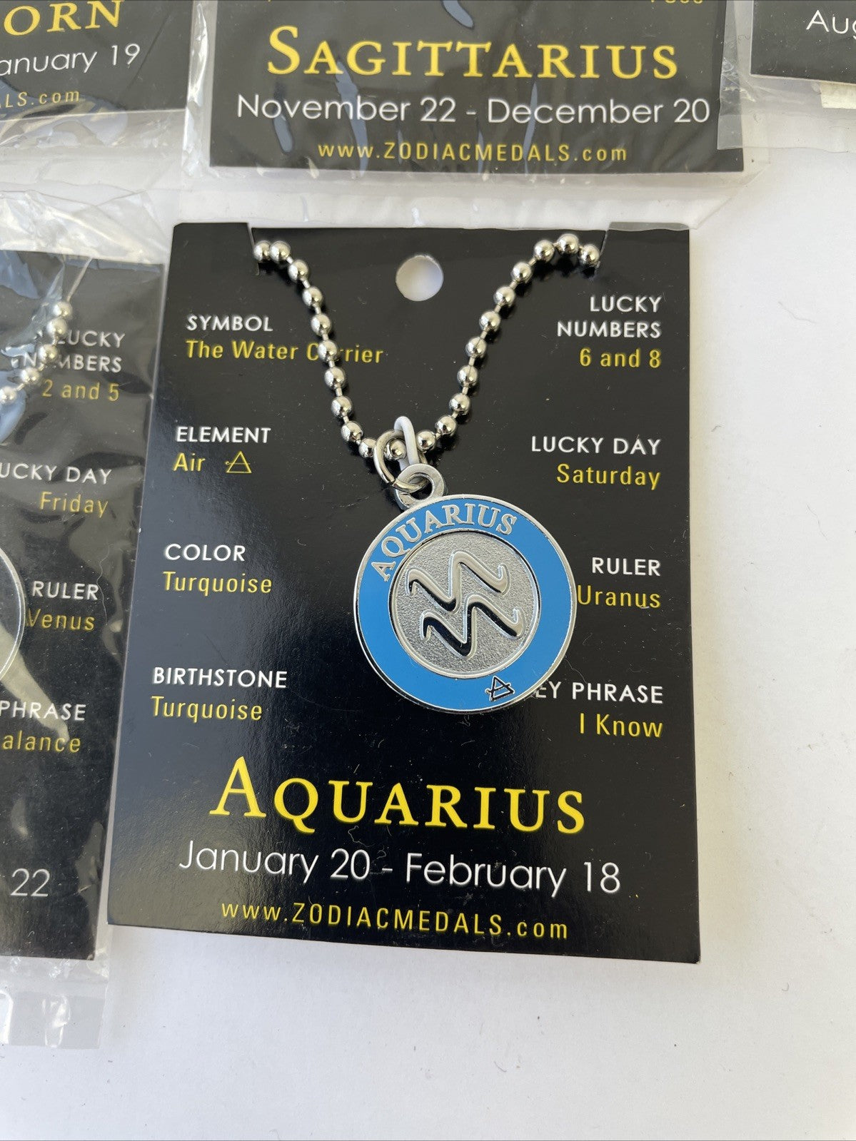 Lot of 10 Zodiac Medals Medallion Necklace 16” Chain - Symbol For Life Bundle