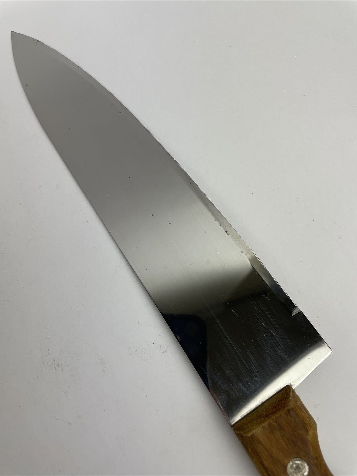 Vintage Tramontina 8" Blade Chef KNIFE Serrated Stainless Brazil Wood Handle FT