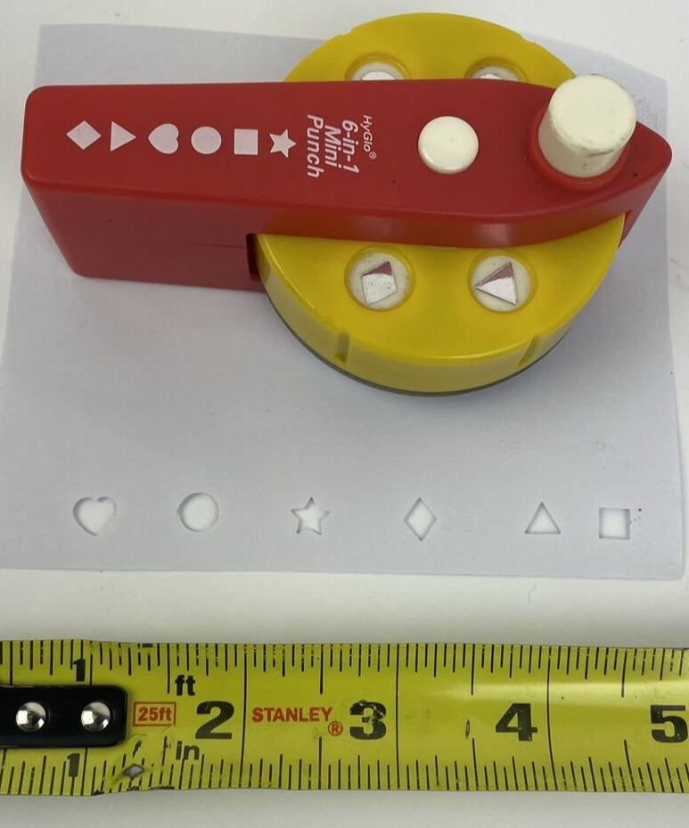 HyGlo 6-in-1 Mini Paper Punch - American PAT.  104107 6 Diff Punches Star Heart+