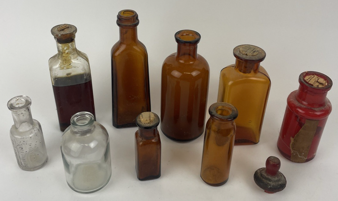 Antique & Vintage Apothecary Bottle Lot of 9 F Hoyte & Co Perfumers Philadelphia