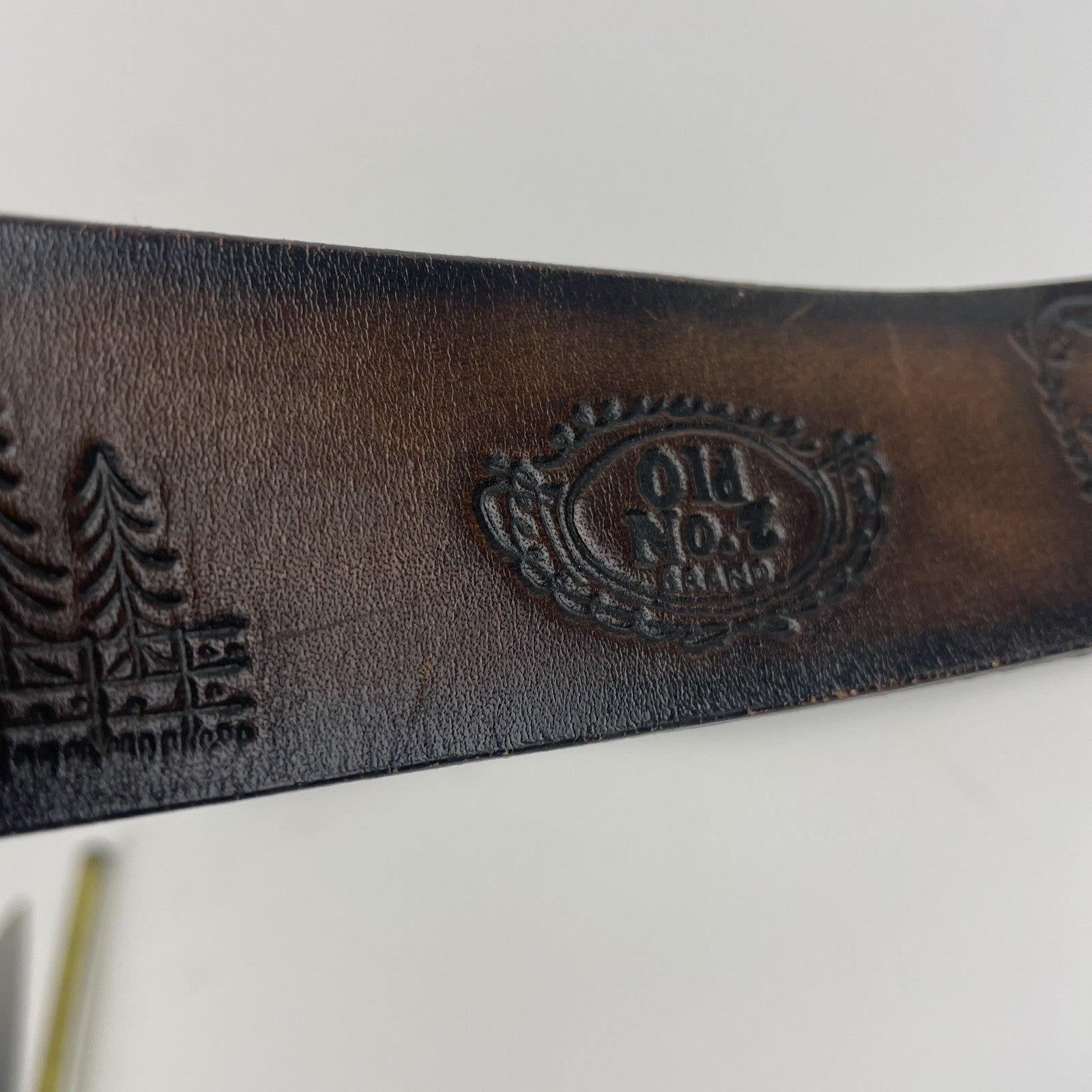 Vintage Jack Daniel’s Old Time Whiskey Brown Leather Embossed Belt w BUCKLE 34*